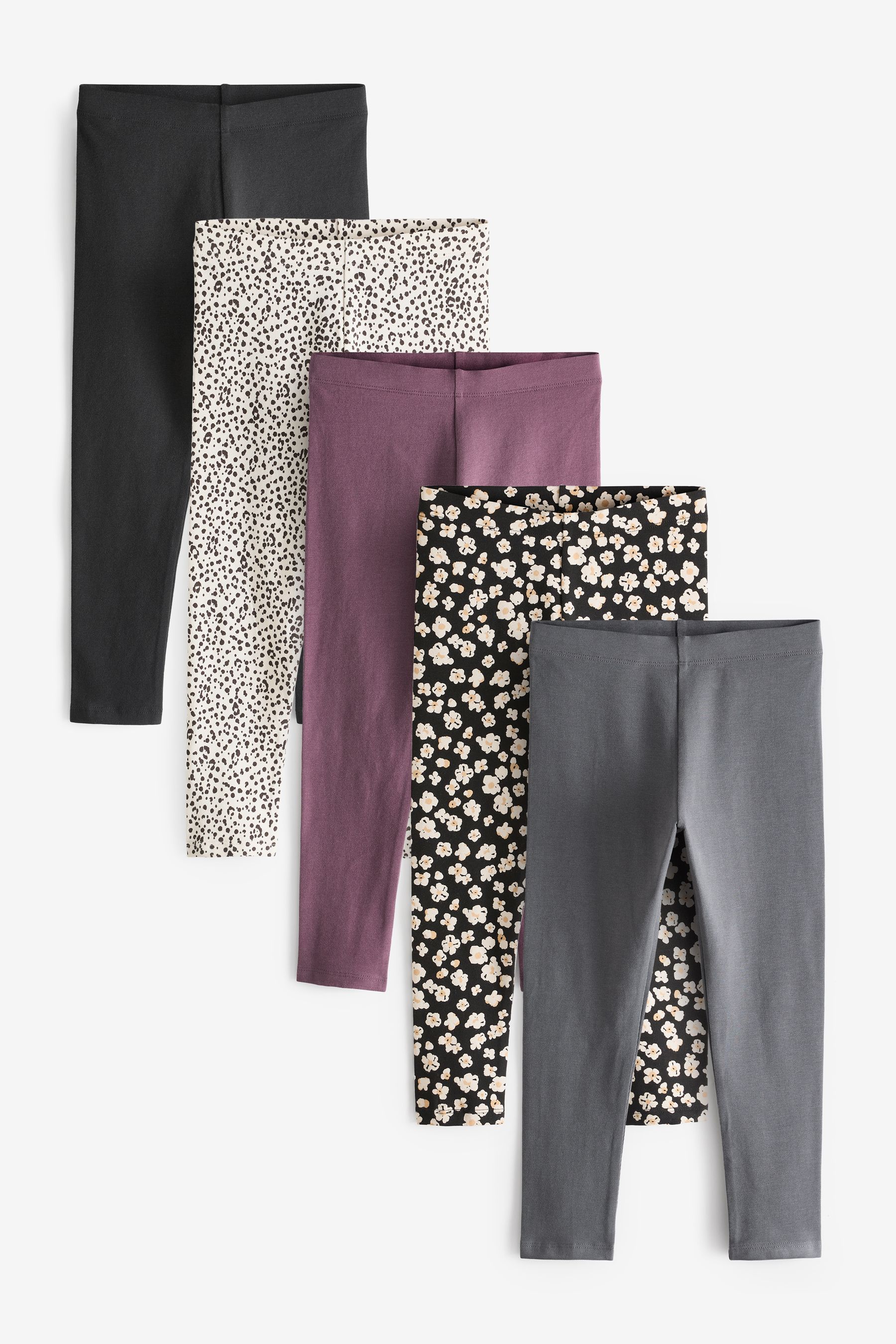 Buy Mono Spot Black Charcoal Grey Leggings 5 Pack 3 16yrs from Next Luxembourg