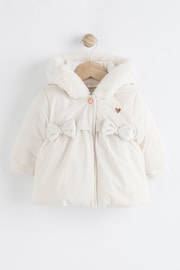 White Bows Baby Hooded Puffer Coat (0mths-2yrs) - Image 1 of 9