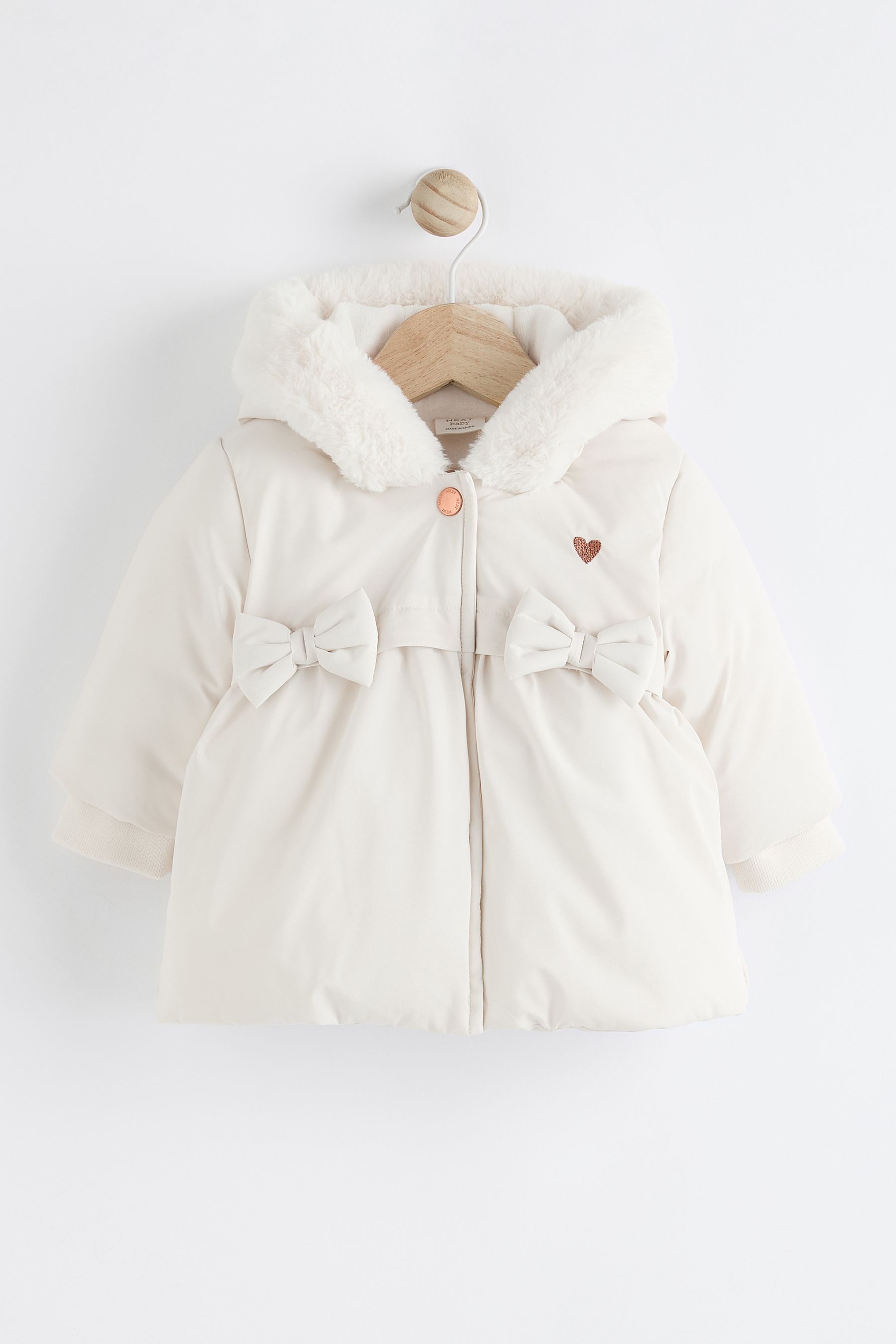 Buy White Bows Baby Hooded Puffer Coat 0mths 2yrs from Next Ireland