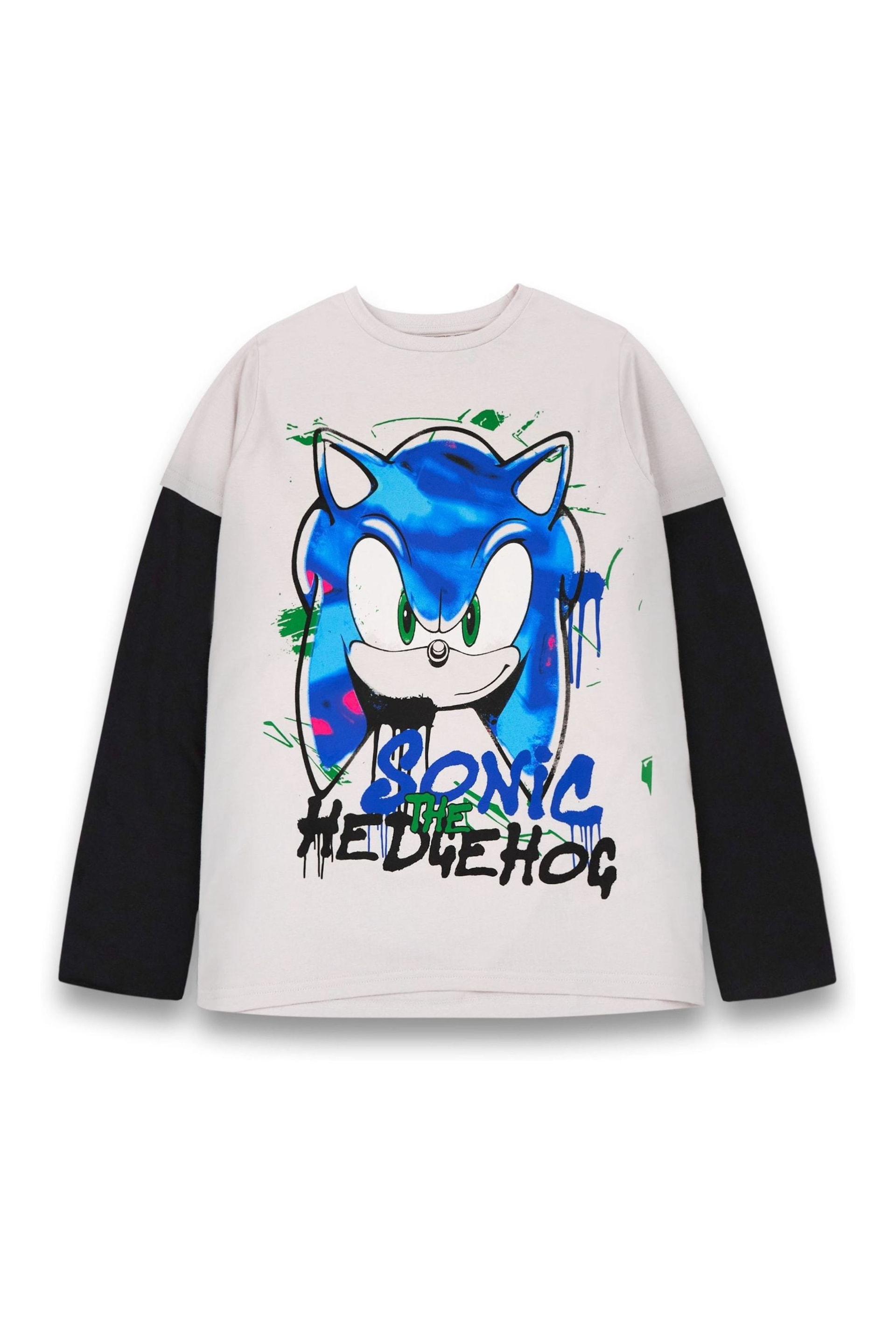 Vanilla Underground Grey Sonic Boys Character Long Sleeved T-Shirt - Image 1 of 5