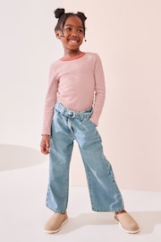 Denim Lightwash Wide Leg Jeans With Belt (3-16yrs) - Image 2 of 5