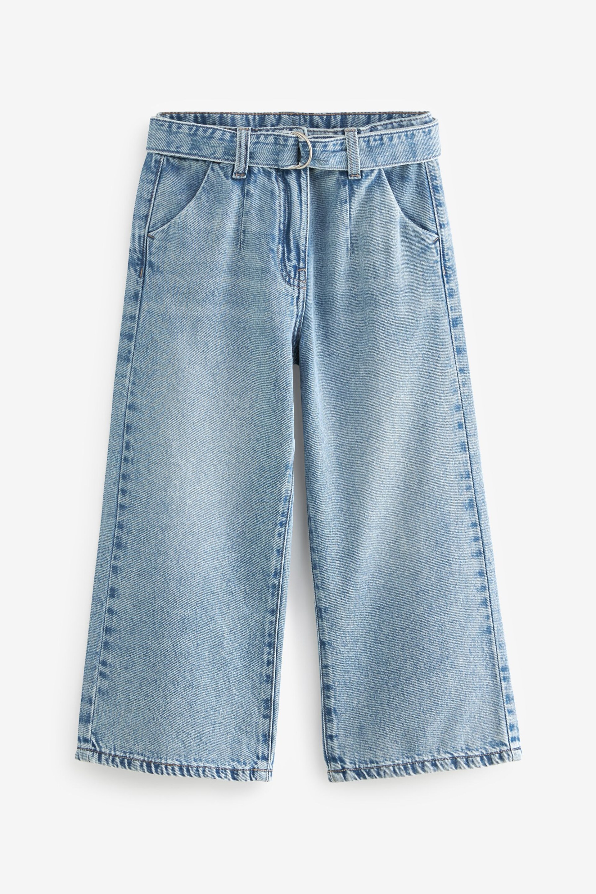 Denim Lightwash Wide Leg Jeans With Belt (3-16yrs) - Image 4 of 7