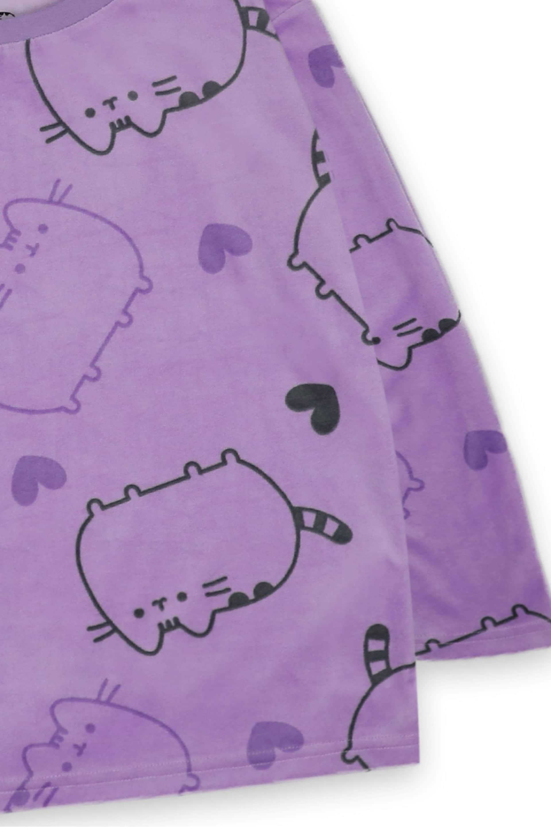 Vanilla Underground Purple Pusheen Girls Licensed Fleece Pyjamas - Image 5 of 5
