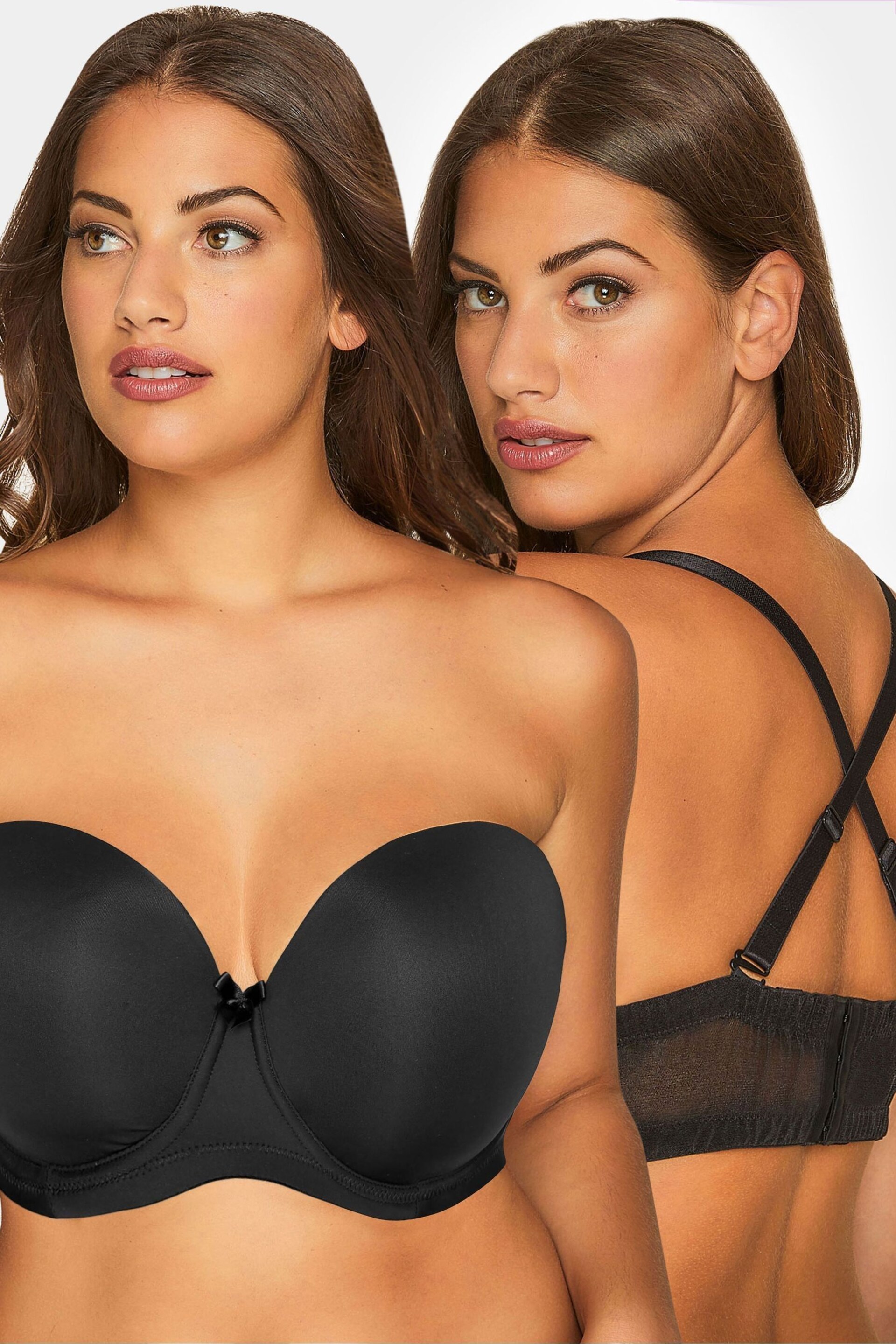 Yours Curve Black Moulded Underwired Full Cup Multiway Bra With Removeable Straps - Image 4 of 5