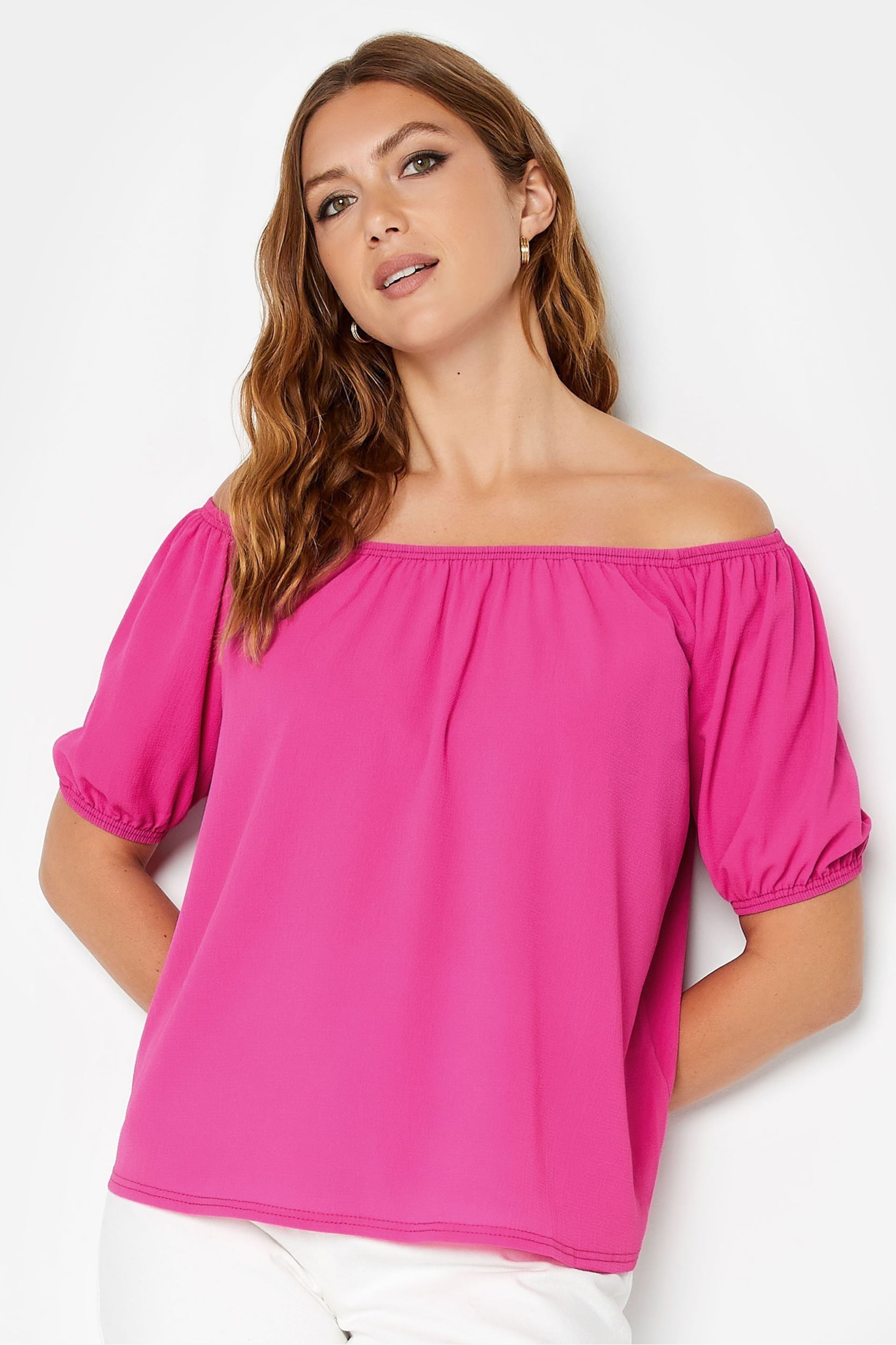 Long Tall Sally Pink Puff Sleeve Top - Image 1 of 4