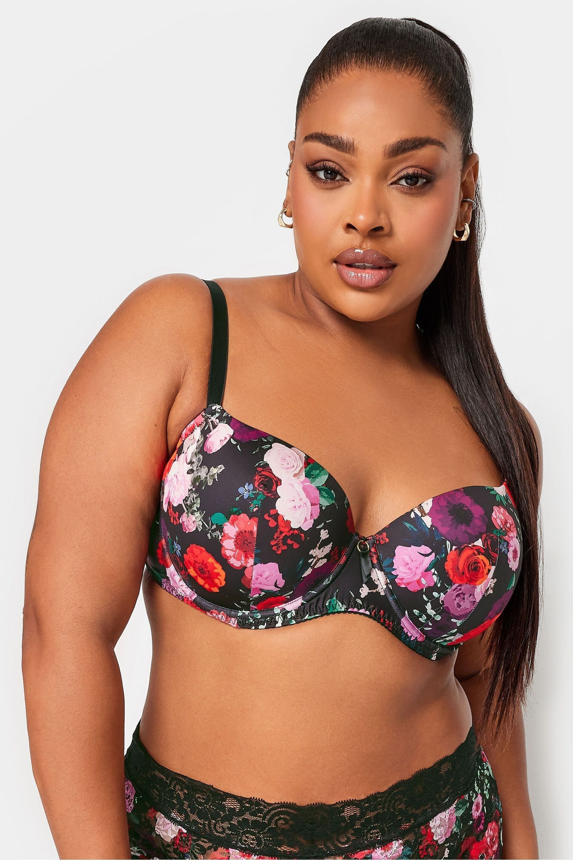 Yours Curve Purple Floral Padded  Bra 2 Pack - Image 4 of 6