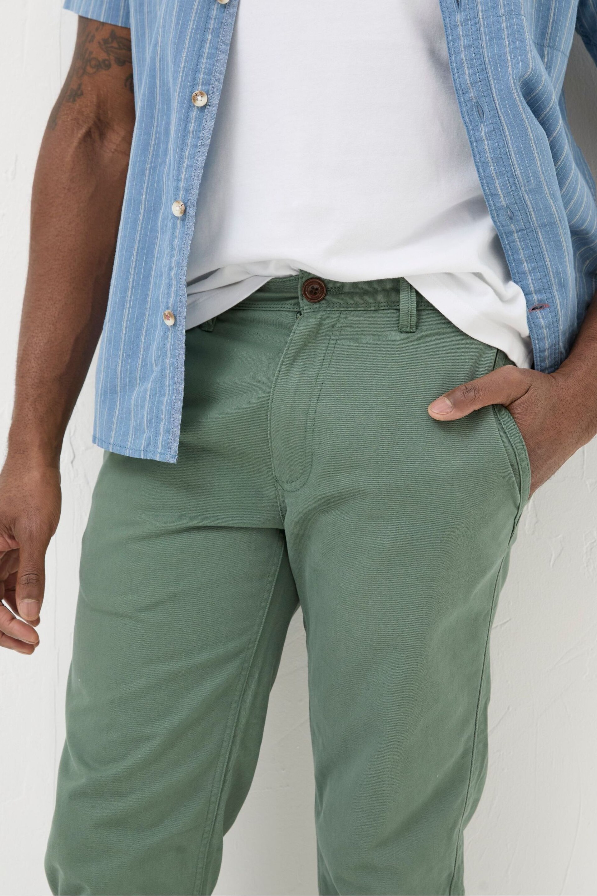 FatFace Green Modern Coastal Chinos Trousers - Image 4 of 5