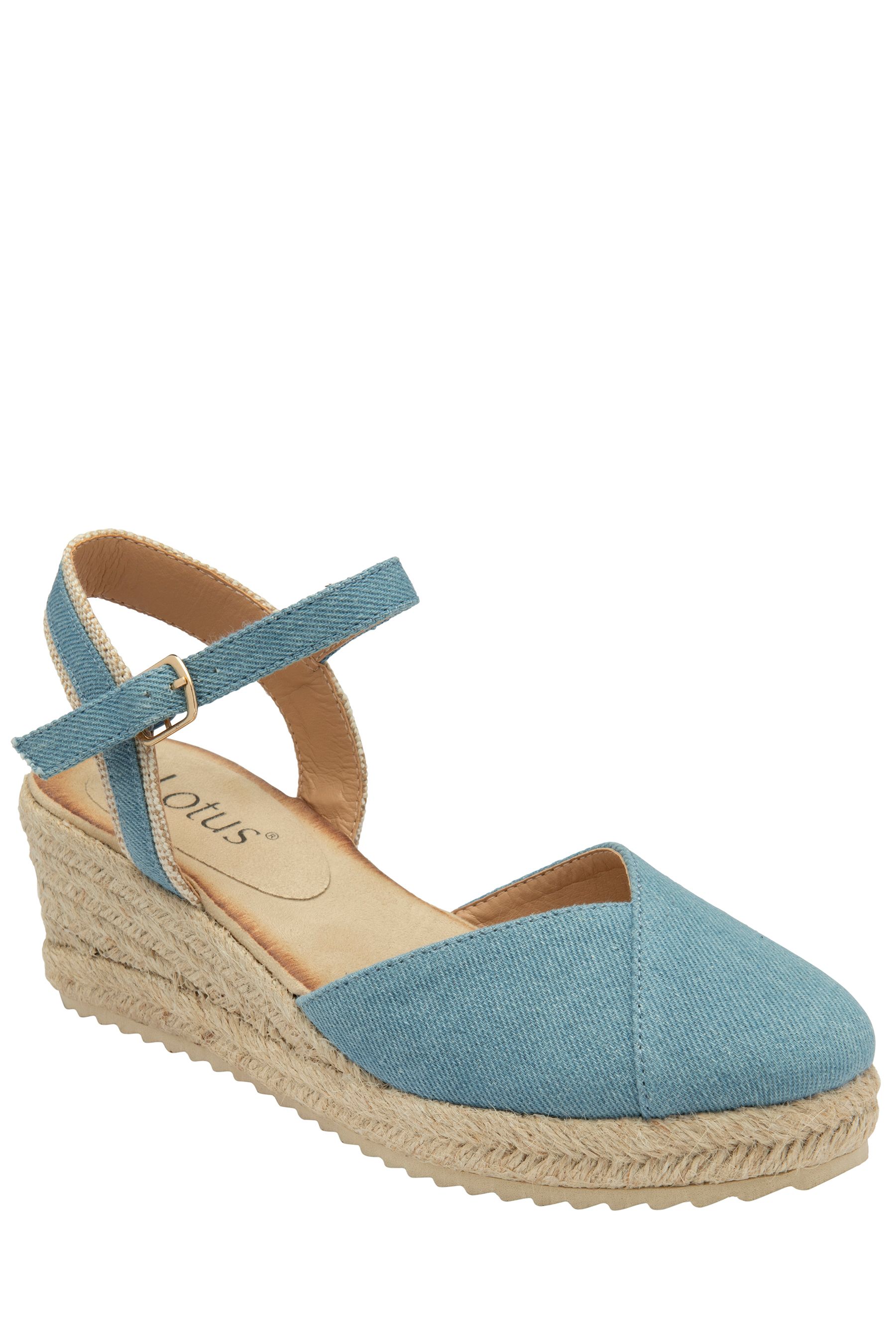 Lotus Blue Wedge Espadrille Shoes 4 EU 37 Womens