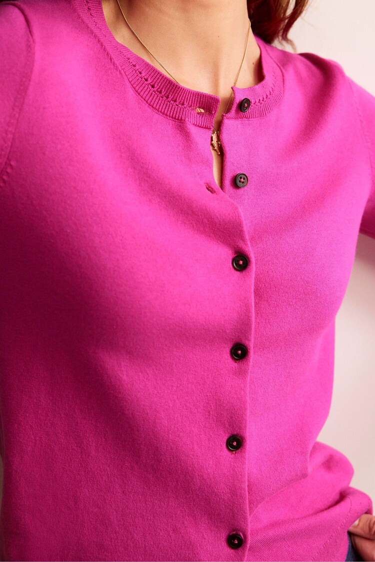 Boden Dark Pink Catriona Cotton Cardigan - Image 4 of 6