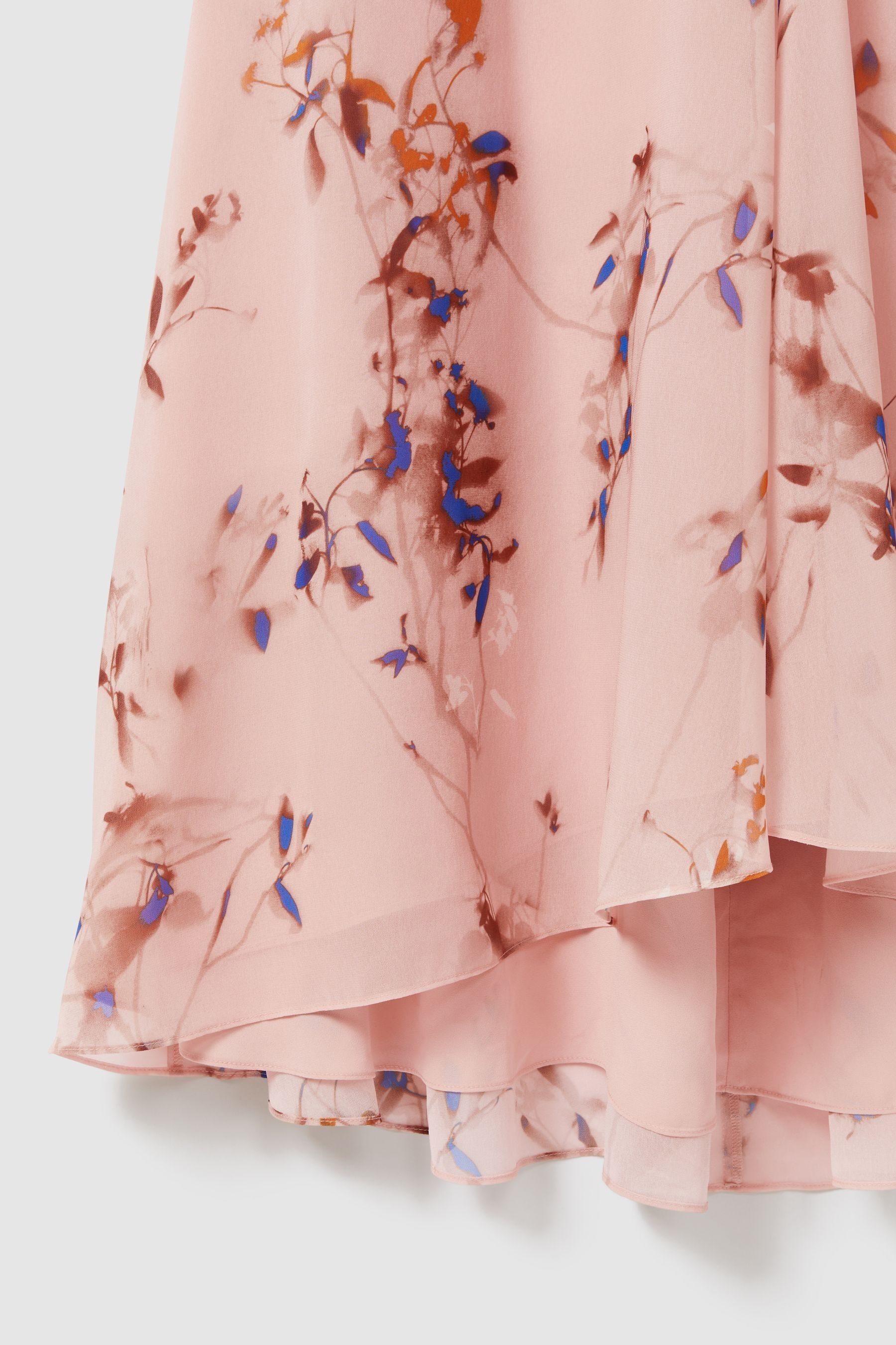 Blush floral pleated ruffle midi dress new arrivals