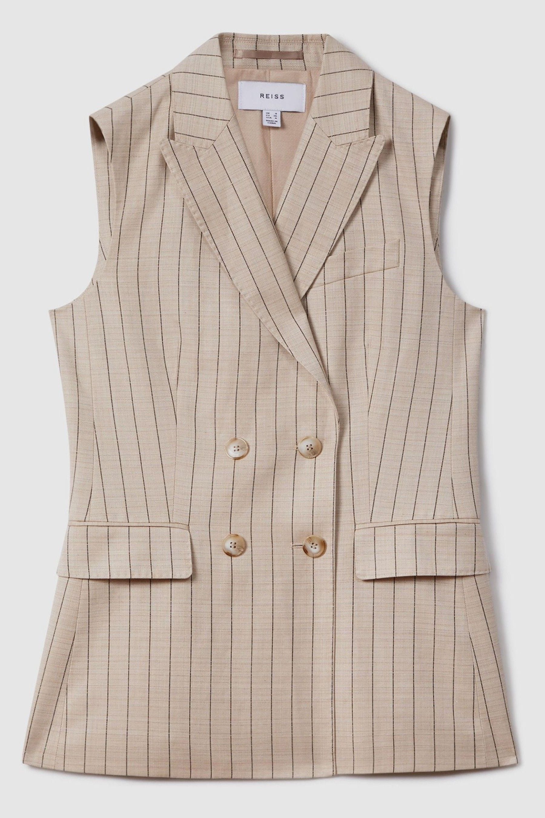 Buy Reiss Neutral Odette Petite Wool Blend Striped Double Breasted Waistcoat from Next Ireland