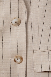 Reiss Neutral Odette Petite Wool Blend Striped Double Breasted Waistcoat - Image 6 of 7