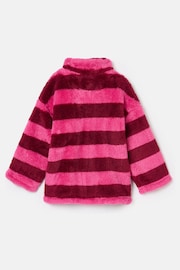 Joules Merridie Pink Stripe Half Zip Borg Fleece - Image 2 of 4