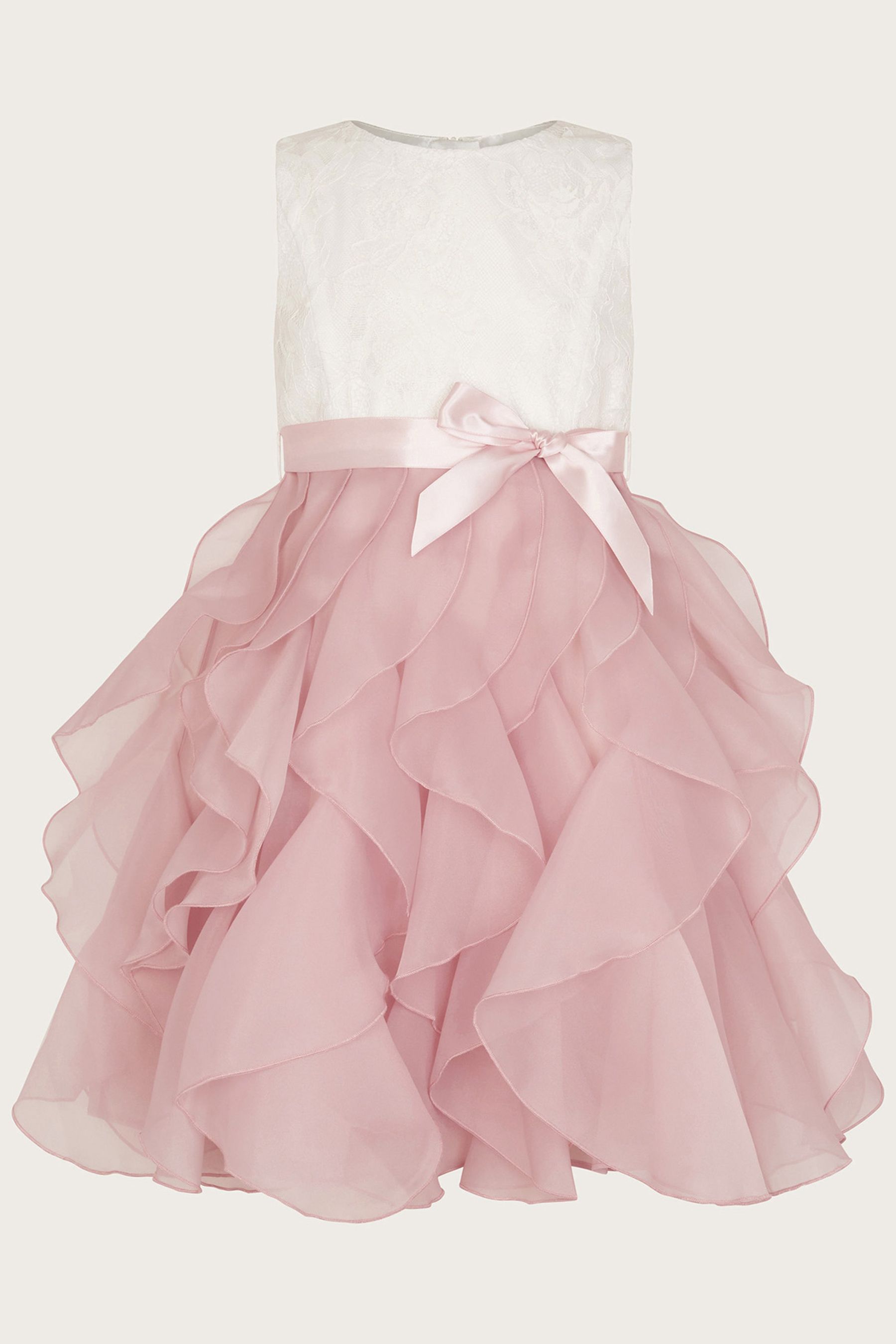 Buy Monsoon Pink White Lace Cancan Ruffle Dress from the Next UK online shop