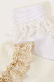 Monsoon White Gold Lace Trim Socks 2 Pack - Image 2 of 2