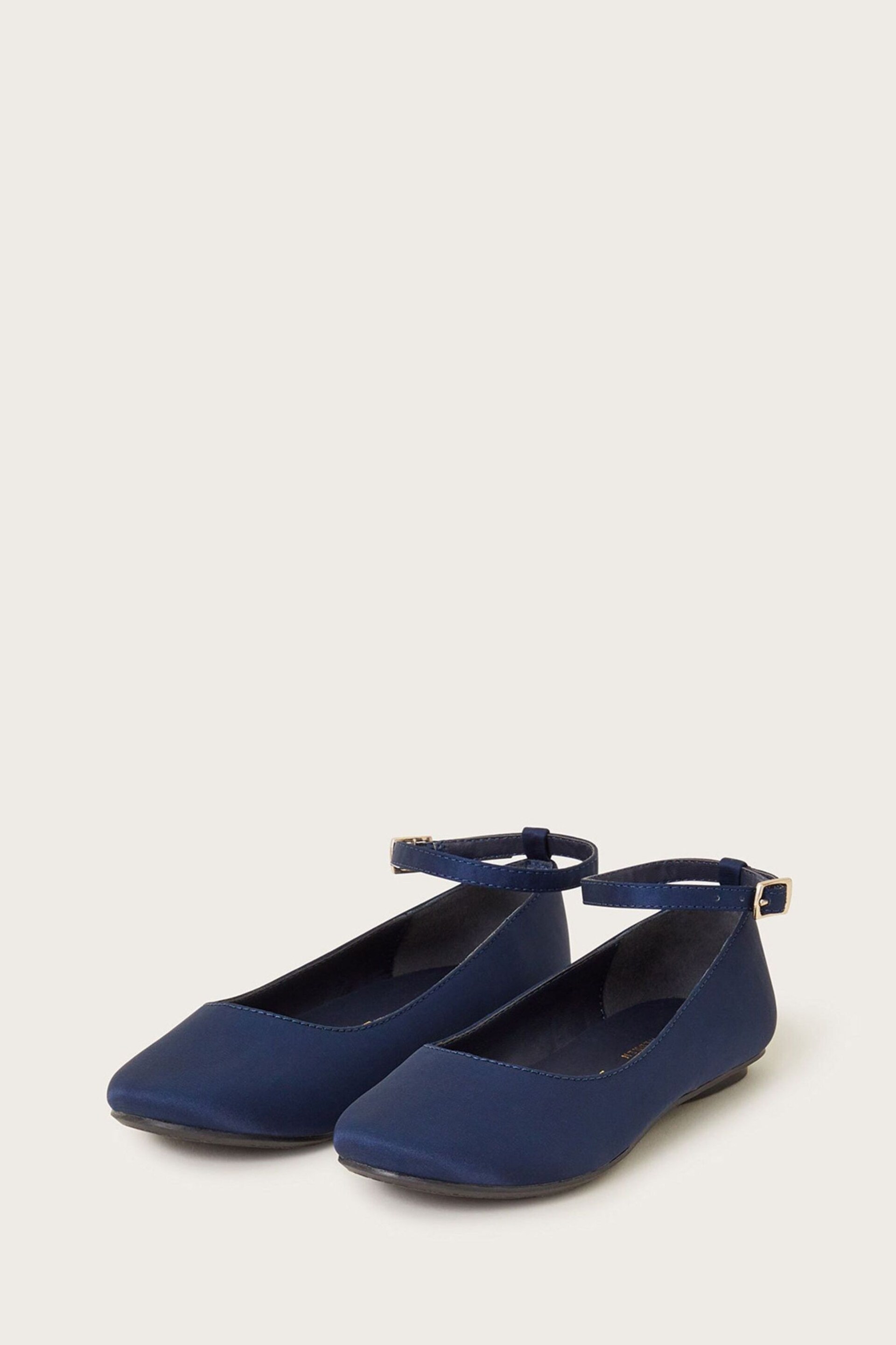Monsoon Blue Ankle Strap Ballet Shoes - Image 2 of 3