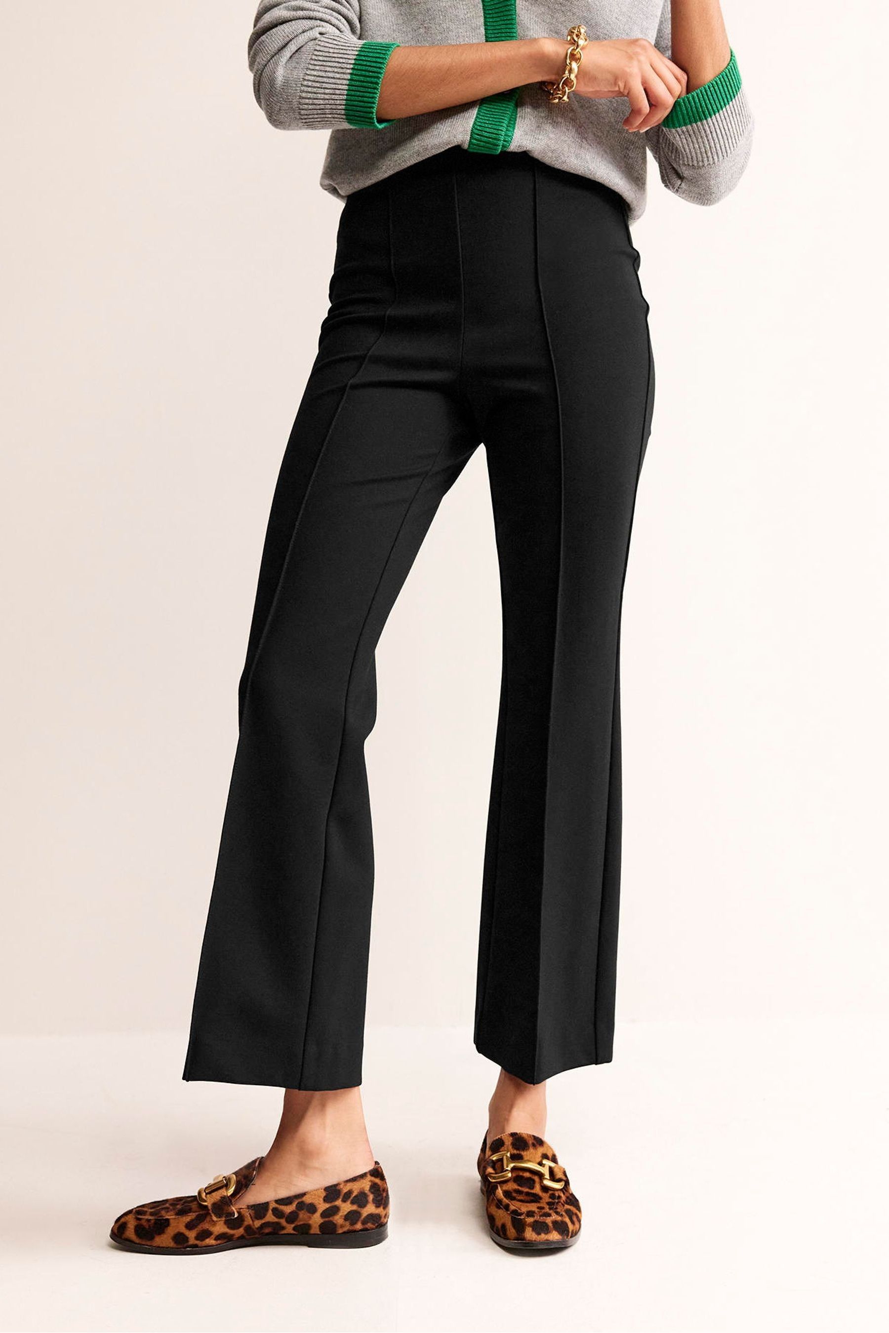Buy Boden Black Ponte Pull on Kick Flare Trousers from Next Luxembourg