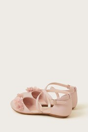 Monsoon Pink Pom Pom Shimmer Criss-Cross Ballerina Flats - Image 2 of 3