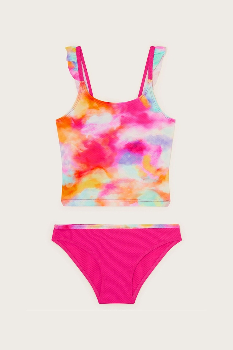 Monsoon Pink Tie Dye Textured Tankini Set - Image 1 of 3