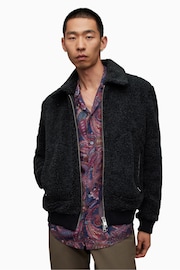 AllSaints Black Buzz Bomber Jacket - Image 1 of 9