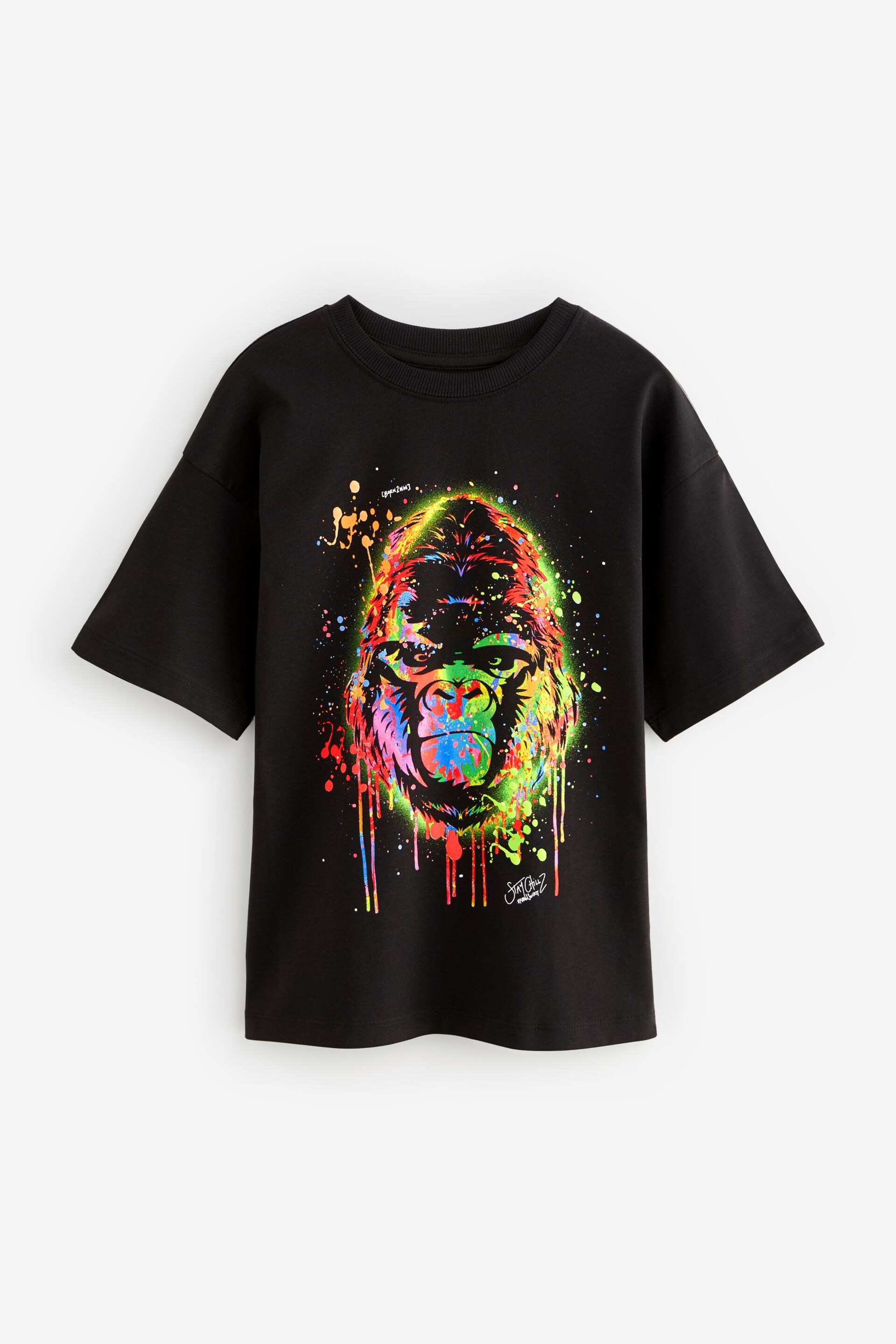 Black Rainbow Gorilla Relaxed Fit Short Sleeve Graphic T-Shirt (3-16yrs) - Image 1 of 3