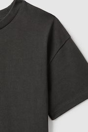 Reiss Washed Black Selby Teen Oversized Cotton Crew Neck T-Shirt - Image 4 of 4