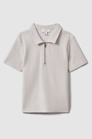 Reiss Silver Felix Senior Textured Cotton Half-Zip Polo Shirt - Image 2 of 4