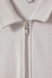 Reiss Silver Felix Senior Textured Cotton Half-Zip Polo Shirt - Image 4 of 4