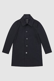 Reiss Navy Perrin Teen Trench Coat With Funnel-Neck Insert - Image 1 of 6