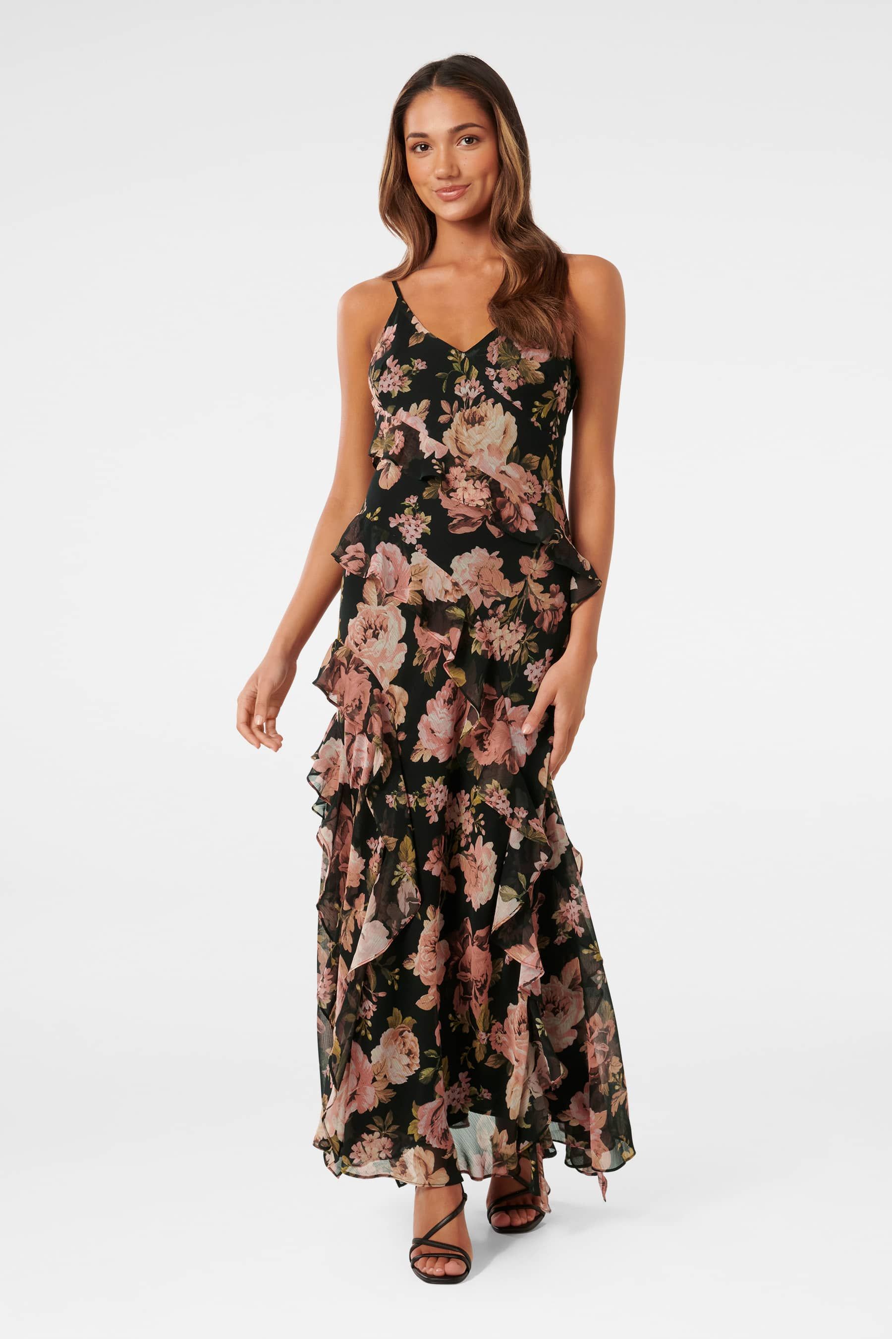 Buy Forever New Black Poppy Petite Ruffle Gown from Next Luxembourg