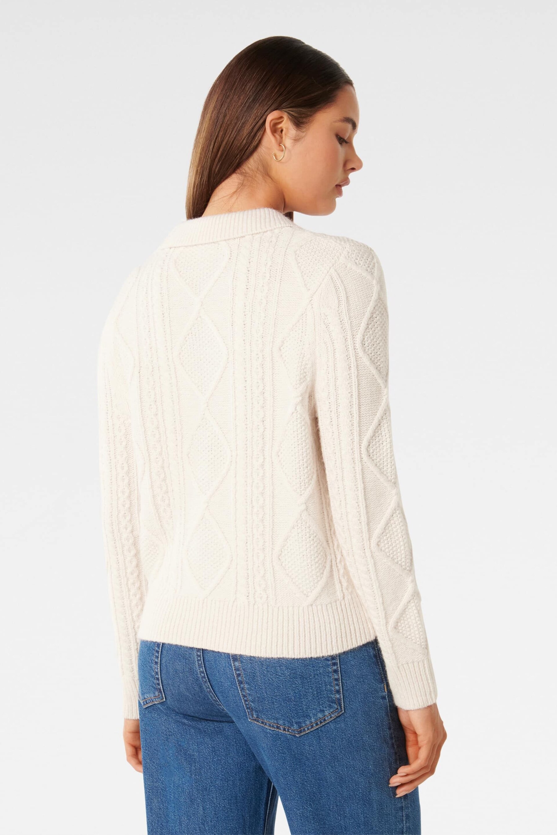 Forever New White Cassie Cable Knit Cardigan - Image 2 of 5