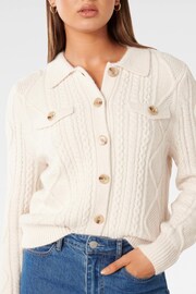 Forever New White Cassie Cable Knit Cardigan - Image 5 of 5