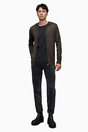 AllSaints Grey Mode Merino Zip Up Hoodie - Image 5 of 7