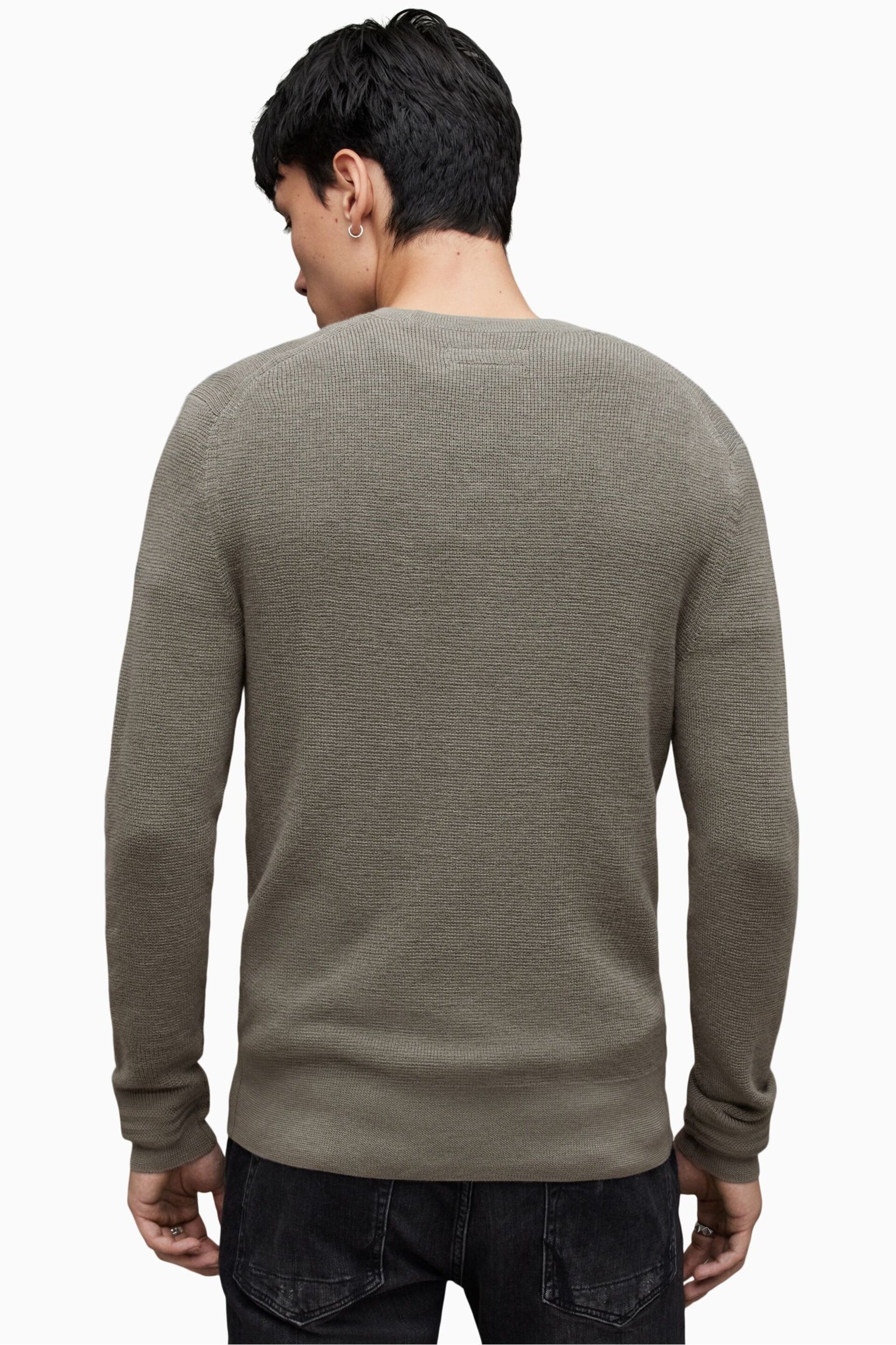 AllSaints Grey Ivar Merino Crew Neck Sweater - Image 2 of 7