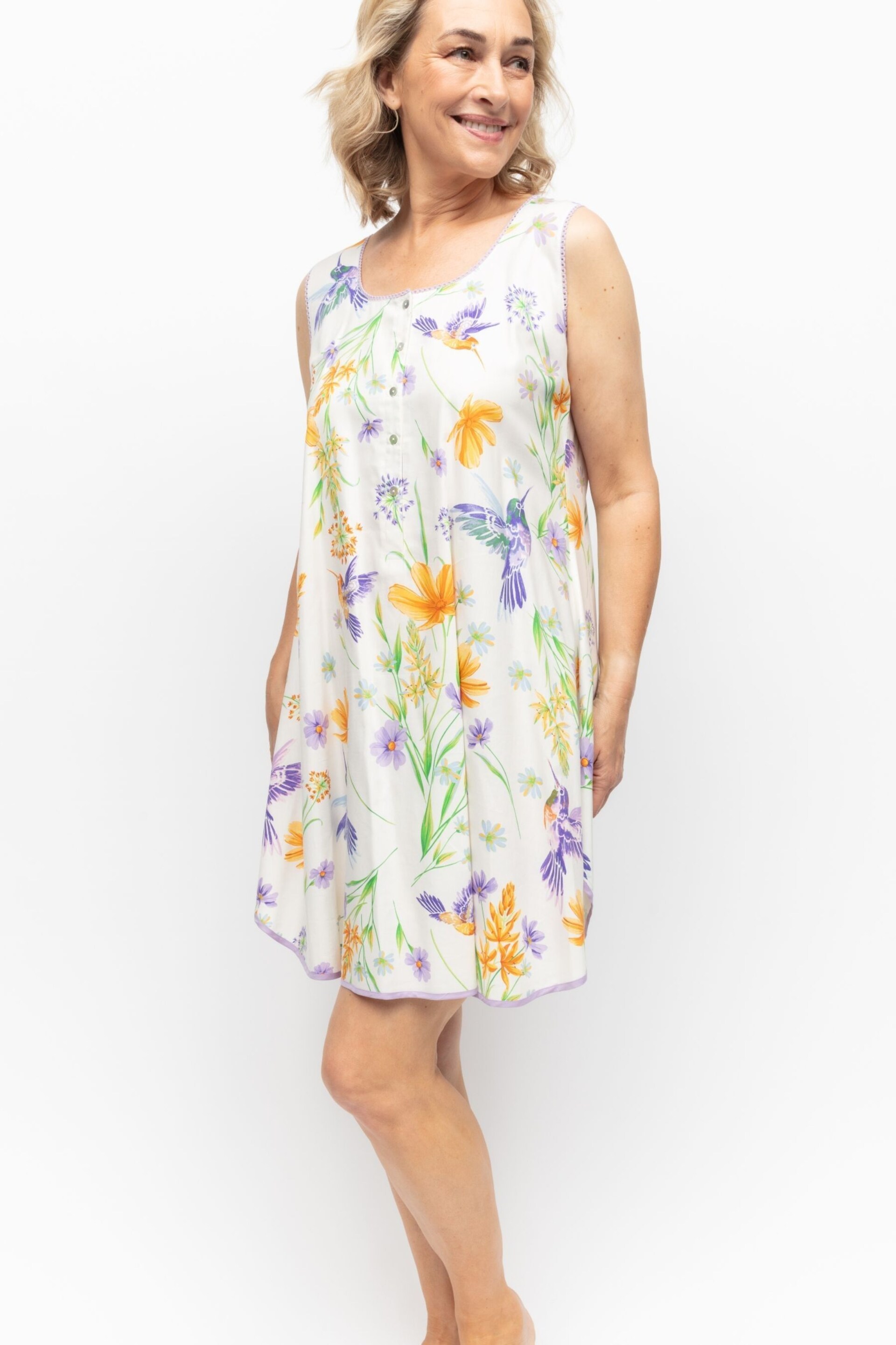 Nora Rose Cream Leaf Print Swing Nightdress - Image 1 of 4