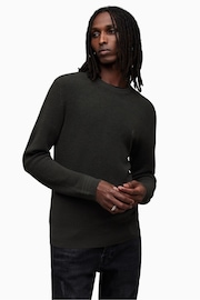 AllSaints Green Ivar Merino Crew Neck Sweater - Image 5 of 7