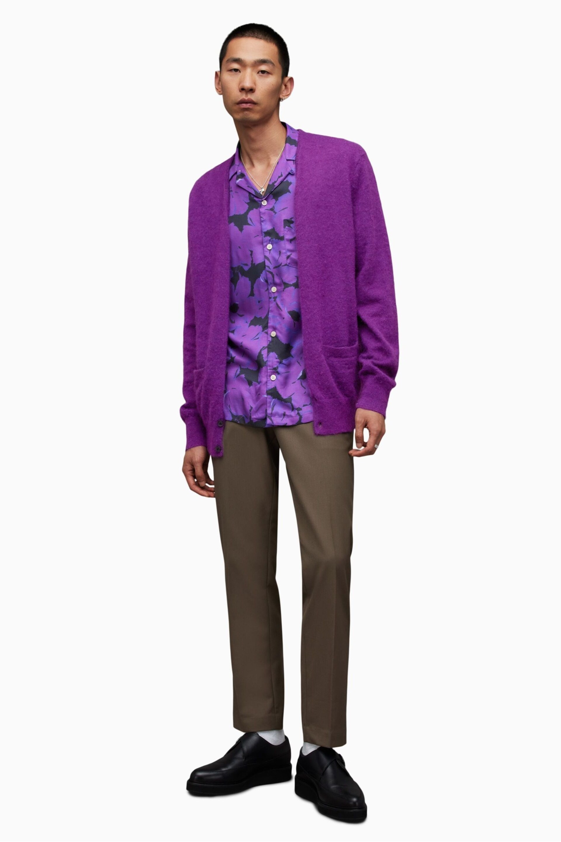 AllSaints Purple Kennedy Cardigan - Image 3 of 8