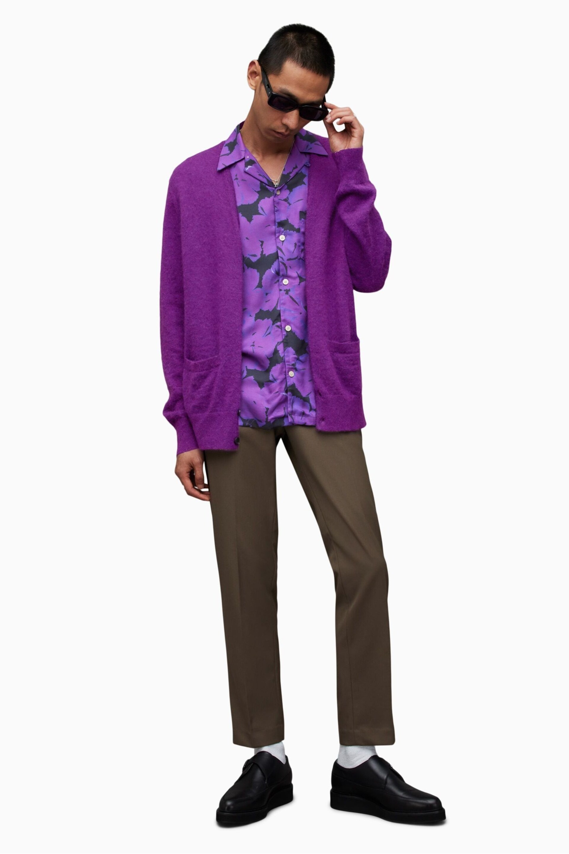 AllSaints Purple Kennedy Cardigan - Image 4 of 8