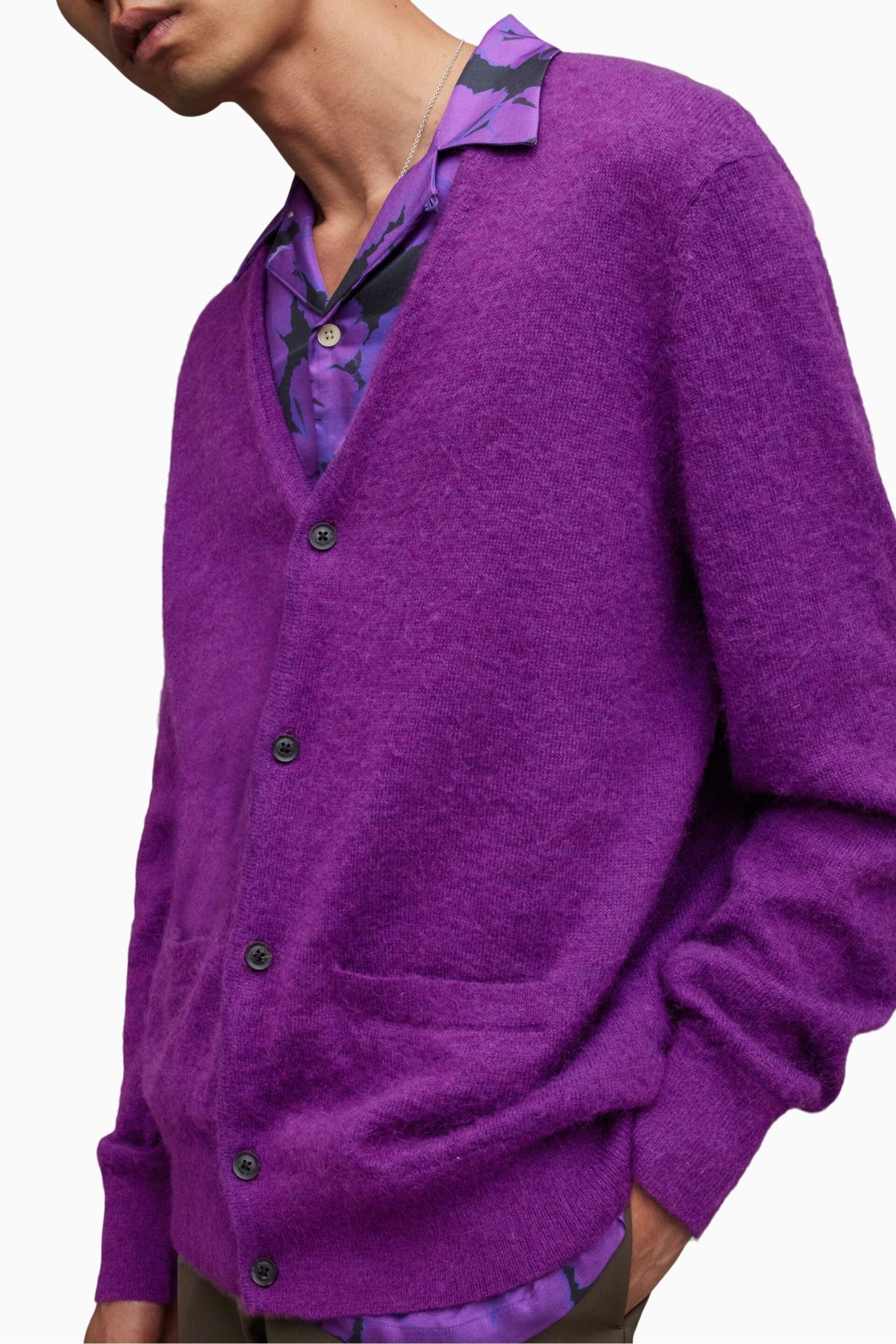 AllSaints Purple Kennedy Cardigan - Image 6 of 8