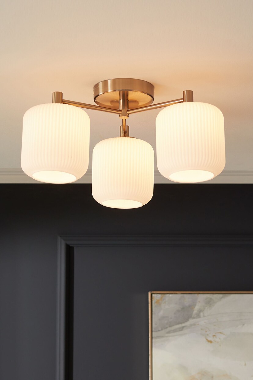 Brass Ryker 3 Light Flush Ceiling Light Fitting - Also Suitable for Use in Bathrooms - Image 1 of 4