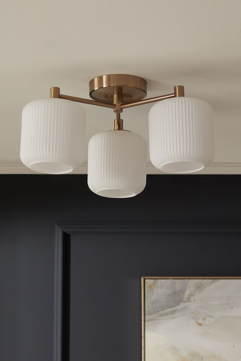 Brass Ryker 3 Light Flush Ceiling Light Fitting - Also Suitable for Use in Bathrooms - Image 2 of 4