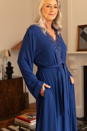 Nora Rose Light Blue Jersey Long Dressing Gown - Image 3 of 4