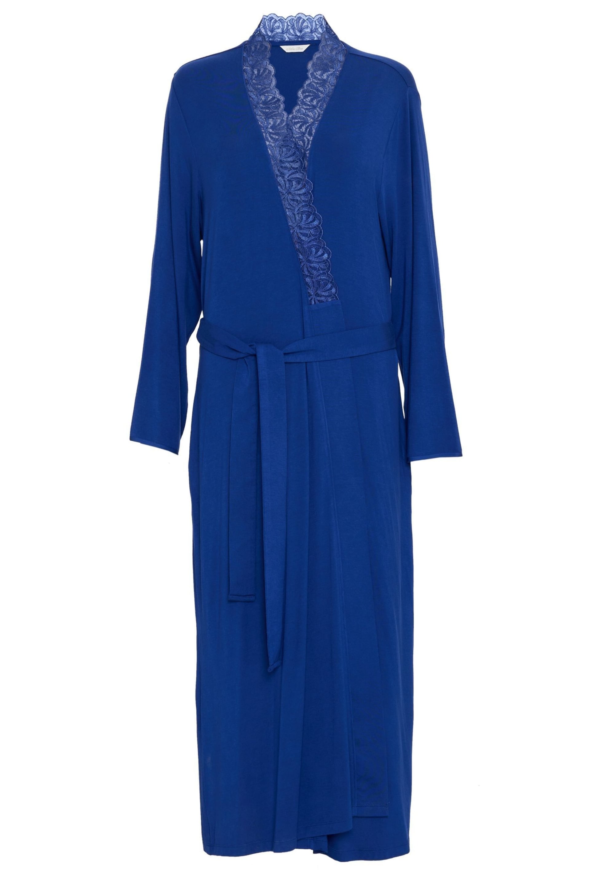Nora Rose Light Blue Jersey Long Dressing Gown - Image 4 of 4