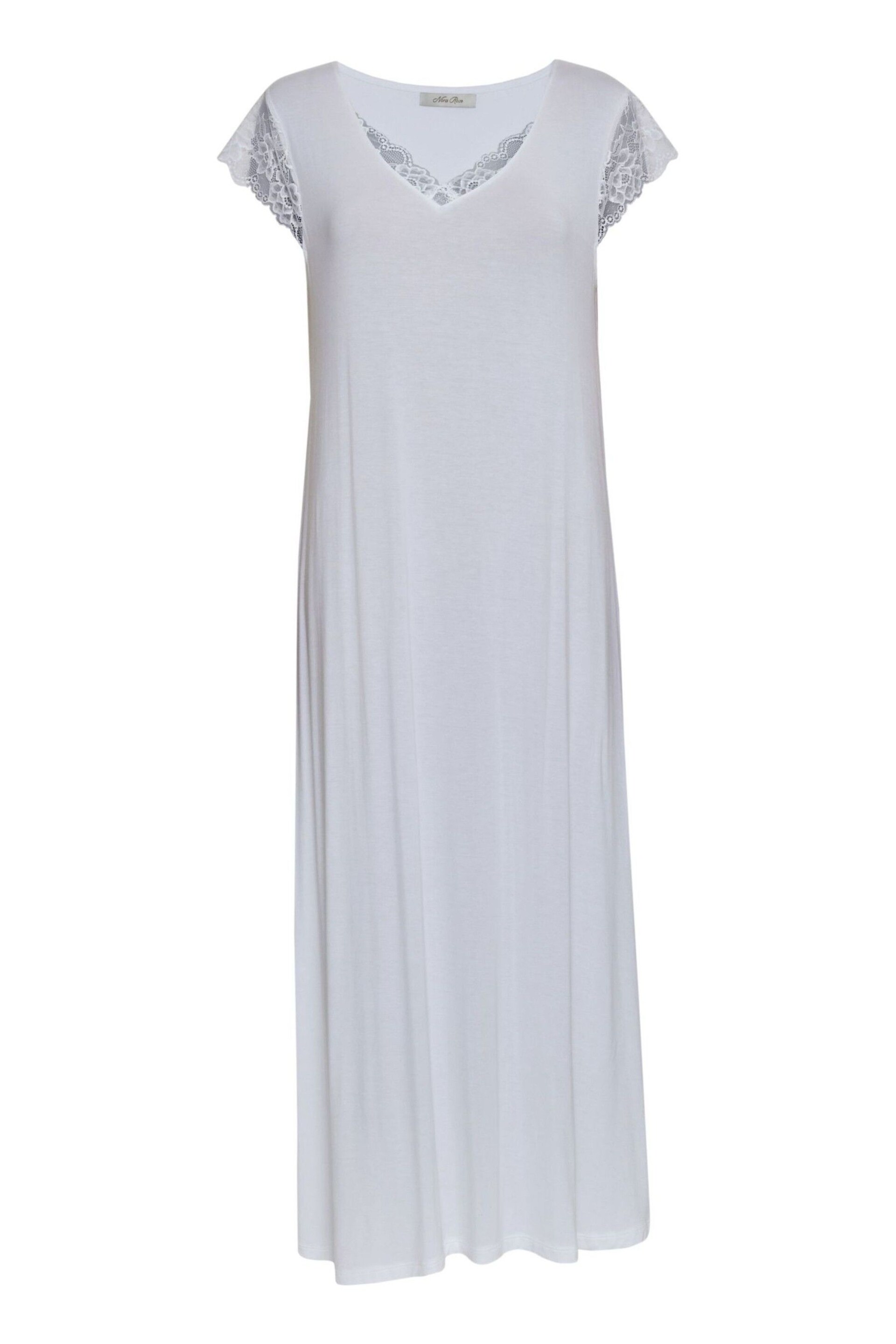 Nora Rose White Jersey Long Nightdress - Image 4 of 4