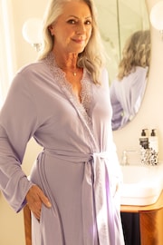 Nora Rose Purple Jersey Long Dressing Gown - Image 3 of 4