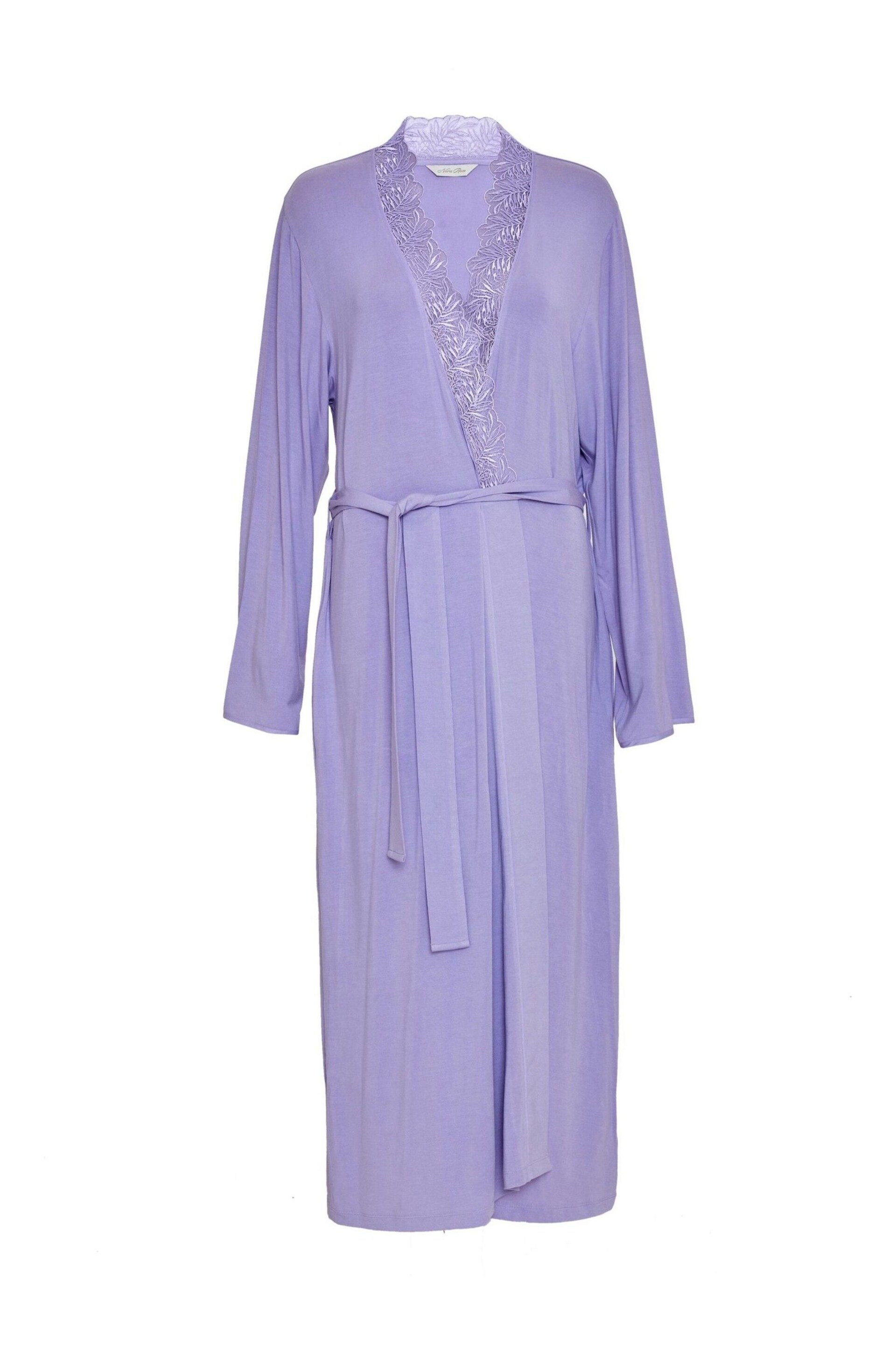 Nora Rose Purple Jersey Long Dressing Gown - Image 4 of 4