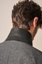 Grey Tailored Fit Textured Shawl Lapel Suit Jacket - Image 3 of 4