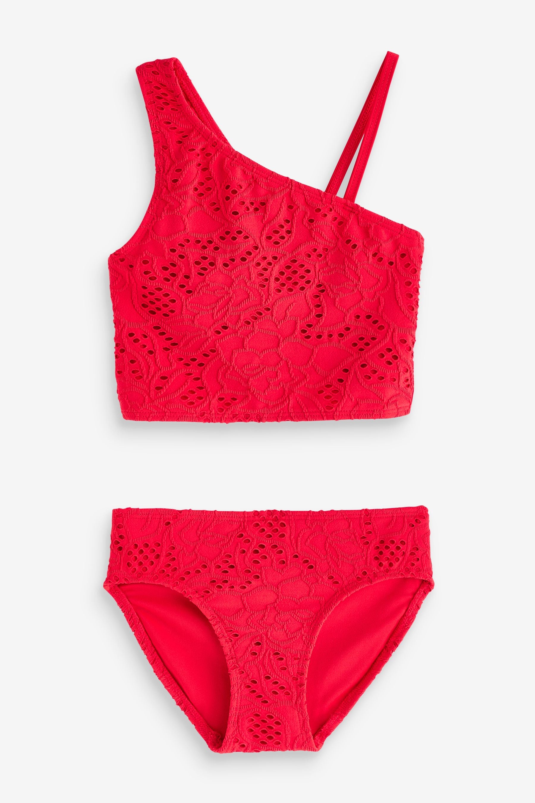 One shoulder bikini red cheap