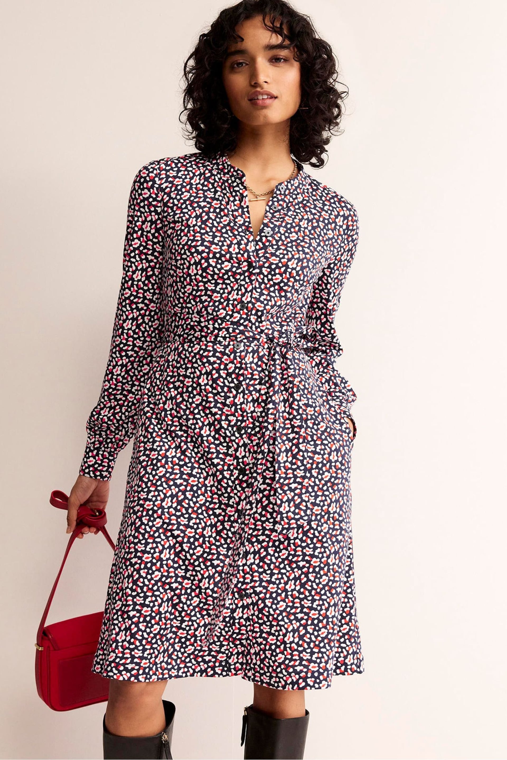 Boden Blue Petite Julia Jersey Shirt Dress - Image 3 of 5