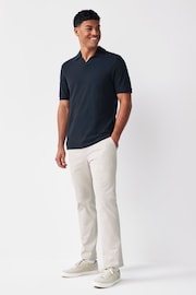 Navy Short Sleeve Cuban Collar Pique Polo Shirt - Image 2 of 7
